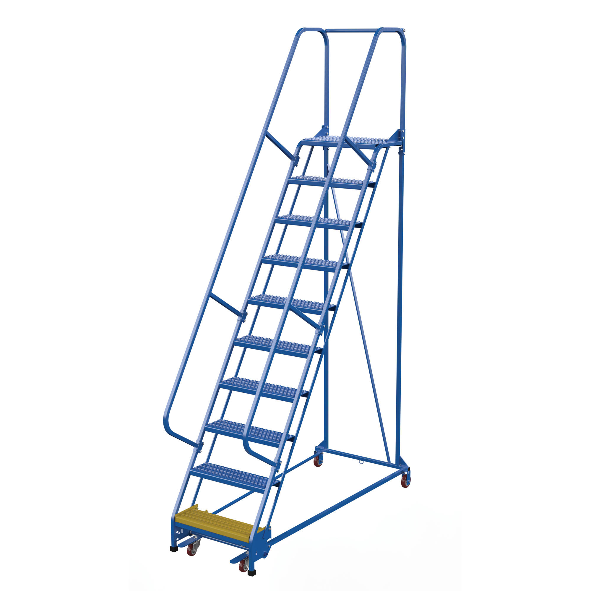 Vestil Grip Strut Warehouse Ladder - 10 Steps, 130in. Overall Height, Steel, Blue, Model# LAD-PW-26-10-G